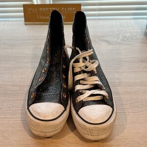 Black Glitter Converse High-Top Sneakers